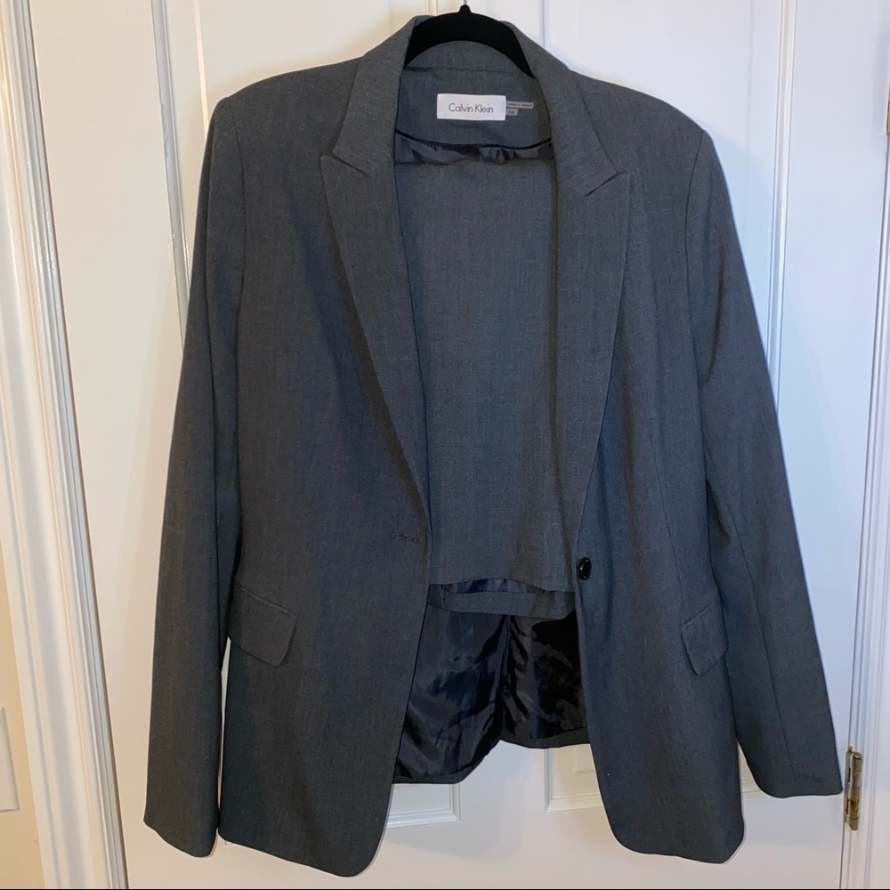 Grey Calvin Klein Suit with Skirt